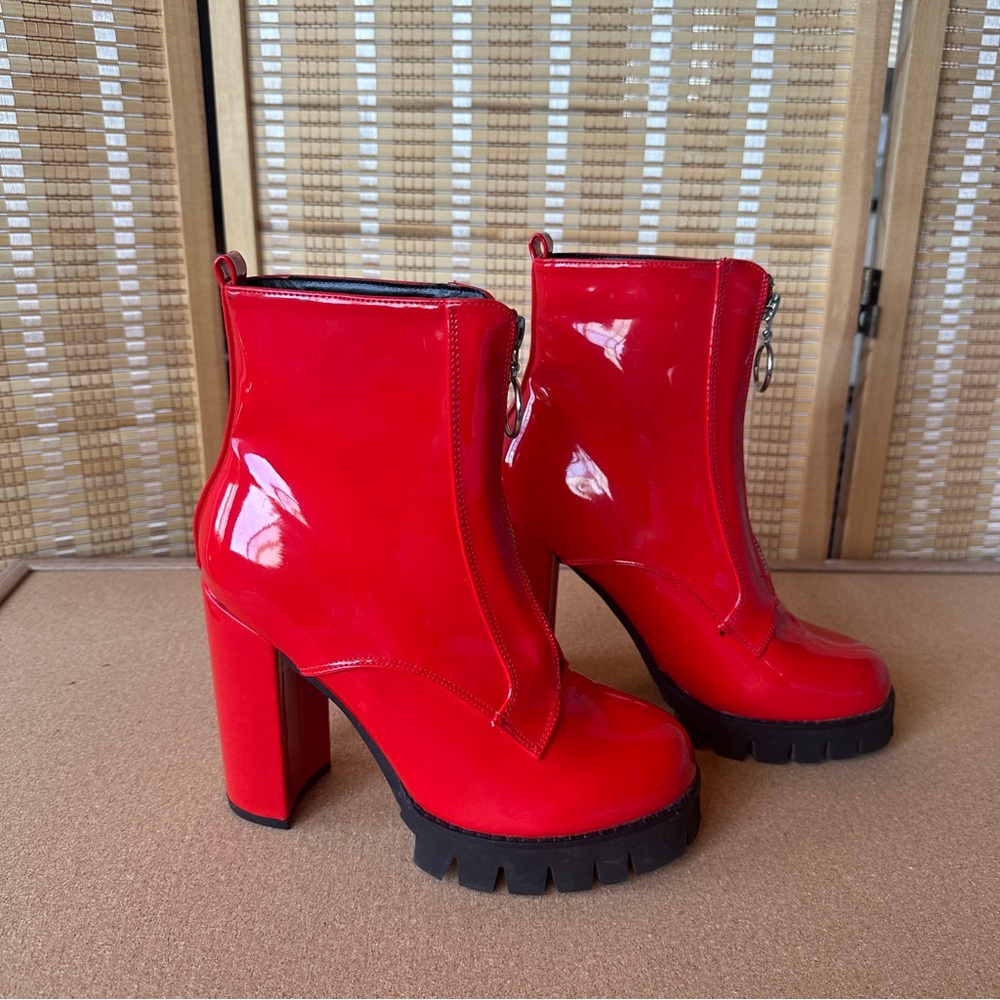 Dolls kill Red patent heeled boots 6